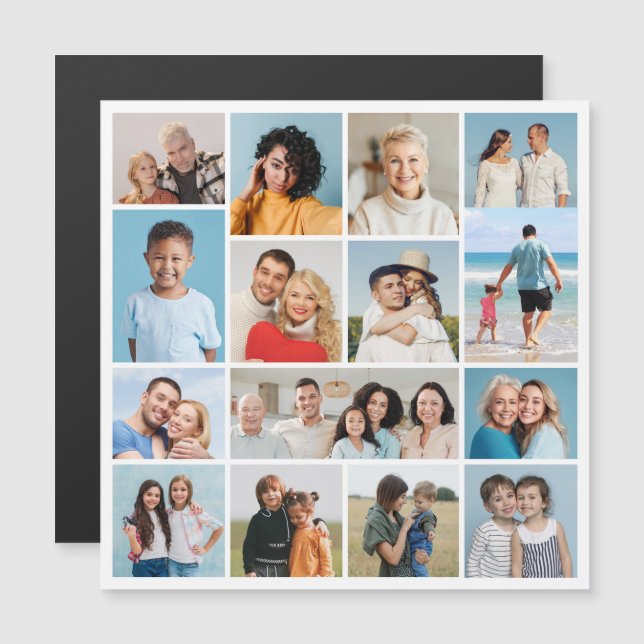 Create Your Own 15 Photo Collage Magnetic Card (Front/Back)