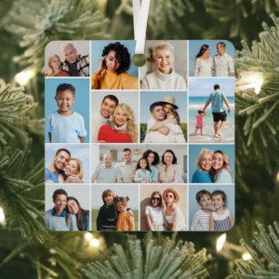 Create Your Own 15 Photo Collage Metal Ornament