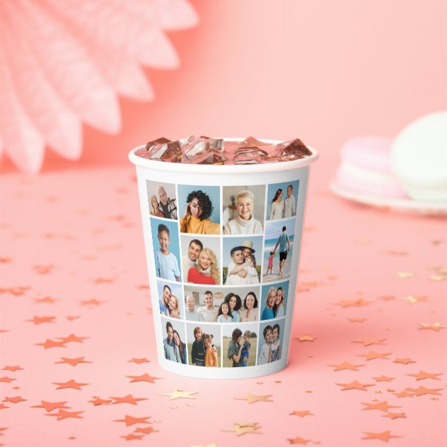 Create Your Own 15 Photo Collage Paper Cups (Insitu)