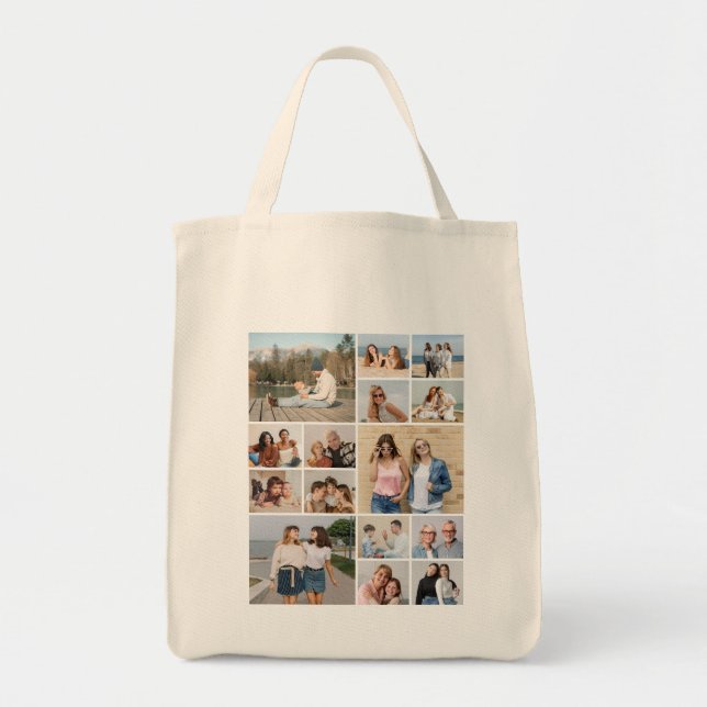 Create Your Own 15 Photo Collage Tote Bag (Front)