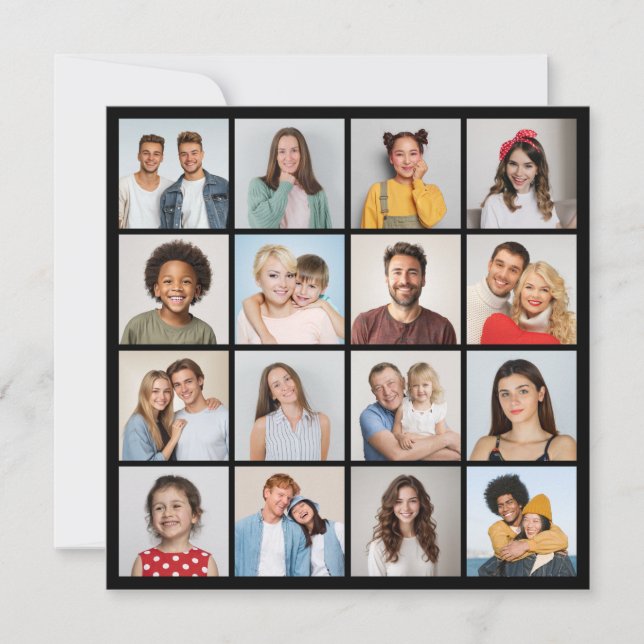 Create Your Own 16 Photo Collage Greeting Card (Front)