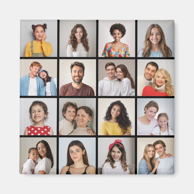 Create Your Own 16 Photo Collage Magnet (Front)