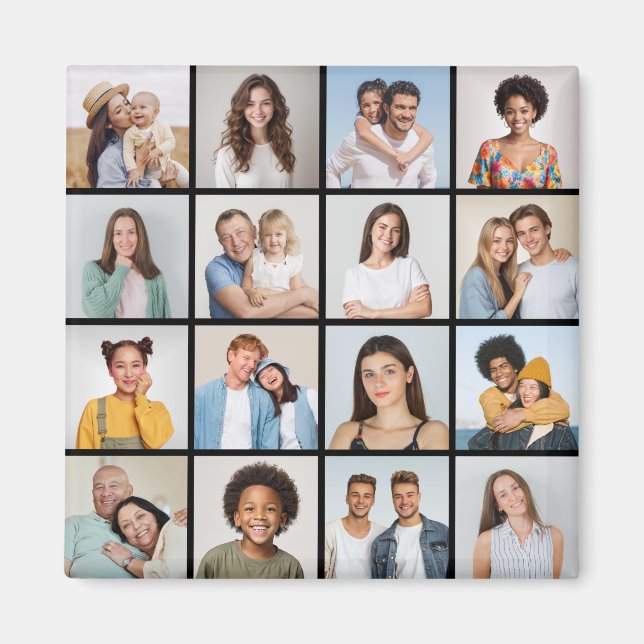 Create Your Own 16 Photo Collage Magnet (Front)