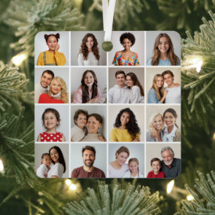 Create Your Own 16 Photo Collage Metal Ornament