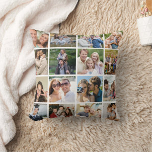 Create your Own 16 Photo Collage Throw Pillow