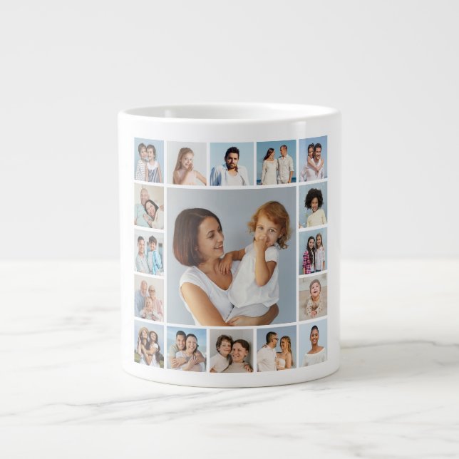 Create Your Own 17 Photo Collage  Large Coffee Mug (Front)