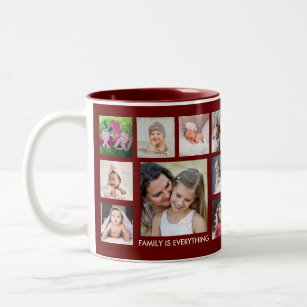 Create Your Own 18 Family Photo Collage Maroon Two-Tone Coffee Mug
