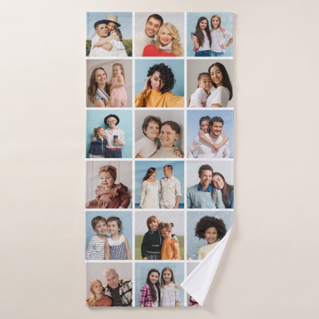 Create Your Own 18 Photo Collage  Bath Towel (Bath Towel)