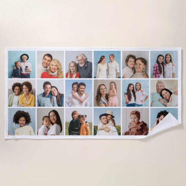 Create Your Own 18 Photo Collage Beach Towel (Front)