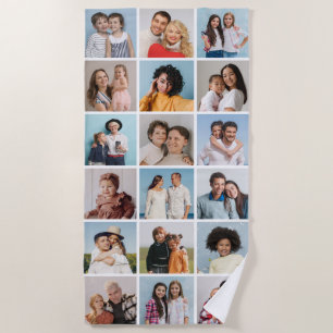 Create Your Own 18 Photo Collage Beach Towel
