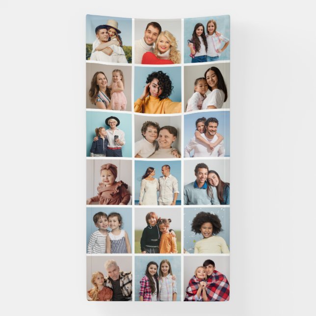 Create Your Own 18 Photo Collage Editable Colour Banner (Vertical)