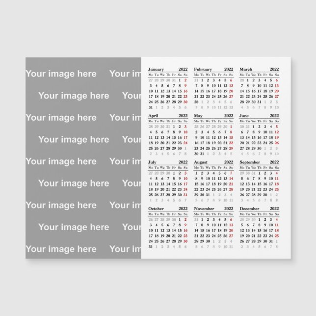 Create your own 2022 calendar magnetic card (Front)