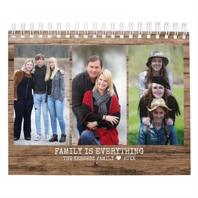 Create Your Own 2023 Family Photo Rustic Wood Calendar (Cover)