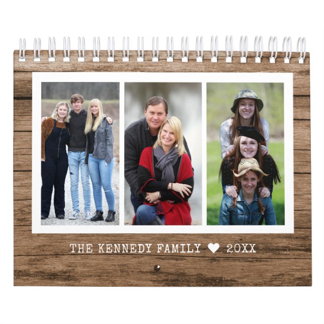 Create Your Own 2024 Family Photo Rustic Wood  Calendar (Cover)