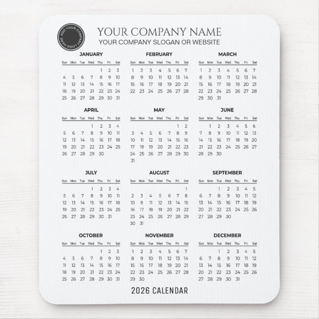 Create Your Own 2026 Company Calendar | Mousepad (Front)