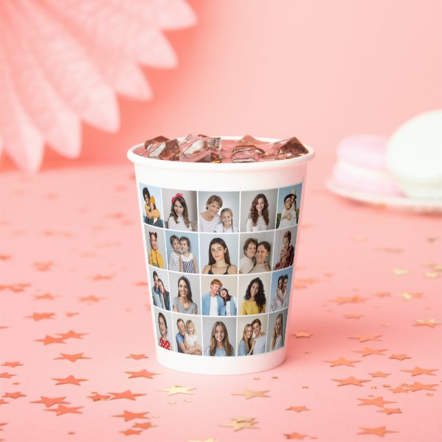 Create Your Own 20 Photo Collage Paper Cups (Insitu)