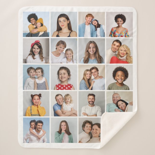 Create Your Own 20 Photo Collage Sherpa Blanket (Front)