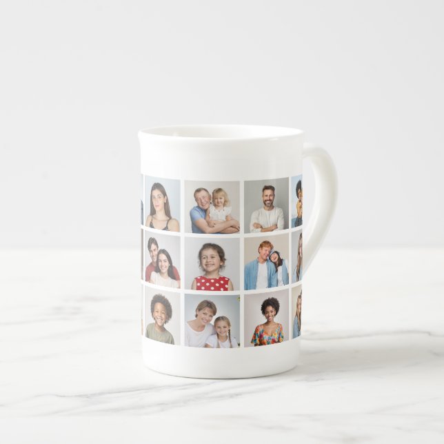 Create Your Own 21 Photo Collage  Bone China Mug (Front Right)