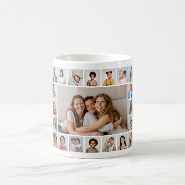 Create Your Own 21 Photo Collage Coffee Mug (Center)
