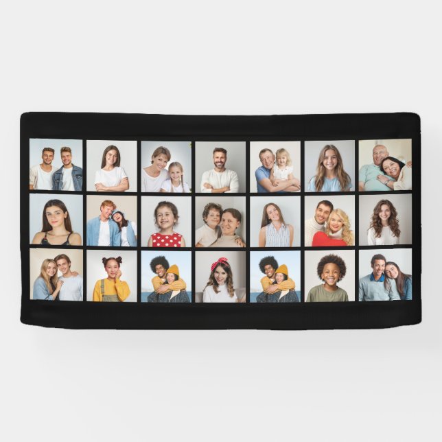 Create Your Own 21 Photo Collage Editable Colour Banner (Horizontal)