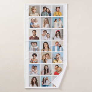 Create Your Own 21 Photo Collage Editable Colour Bath Towel
