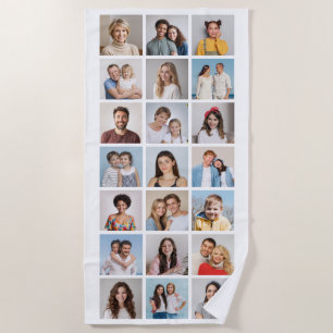 Create Your Own 21 Photo Collage Editable Colour Beach Towel