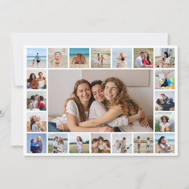 Create Your Own 21 Photo Collage Editable Colour Card (Front)