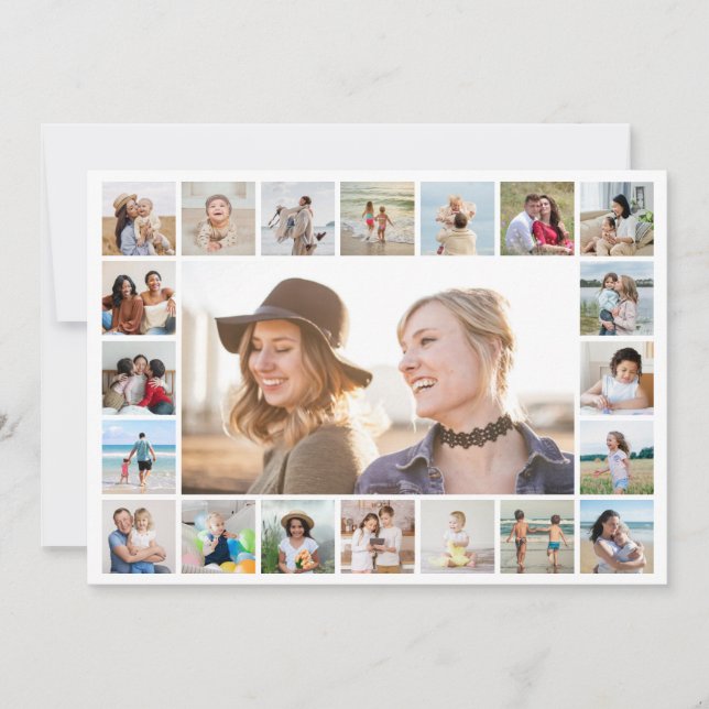 Create Your Own 21 Photo Collage Editable Colour Card (Front)