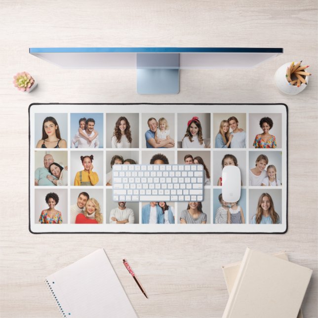 Create Your Own 21 Photo Collage Editable Colour Desk Mat (Office 1)