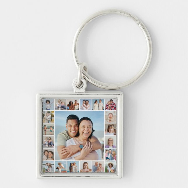 Create Your Own 21 Photo Collage Keychain (Front)