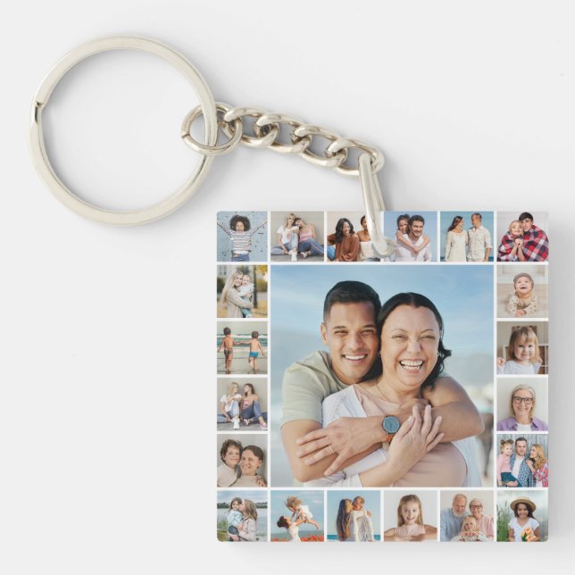 Create Your Own 21 Photo Collage Keychain (Front)