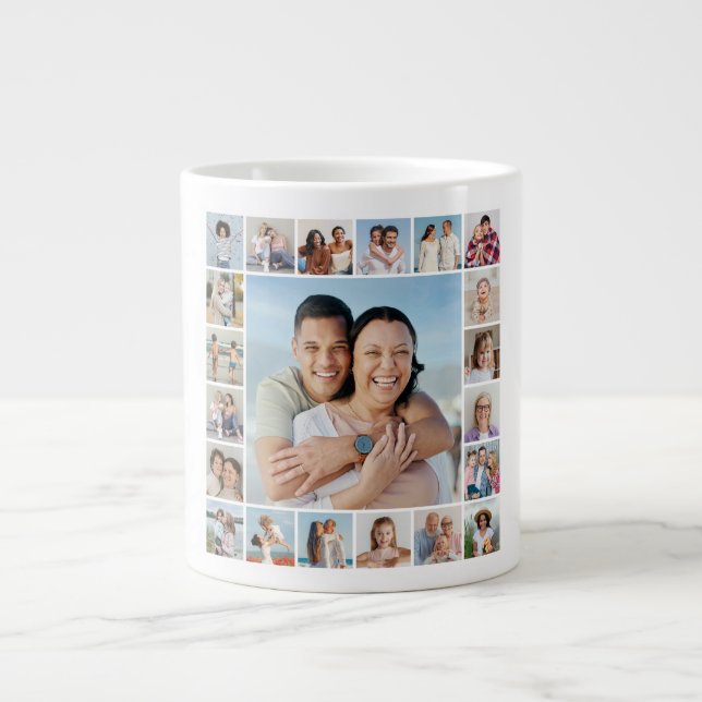 Create Your Own 21 Photo Collage Large Coffee Mug (Front)