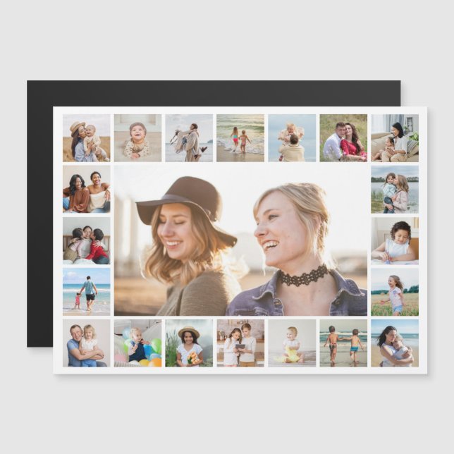 Create Your Own 21 Photo Collage Magnetic Card  (Front/Back)
