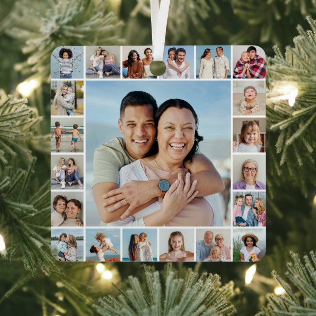 Create Your Own 21 Photo Collage Metal Ornament (Insitu)