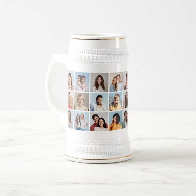 Create Your Own 24 Photo Collage Beer Stein (Front Left)