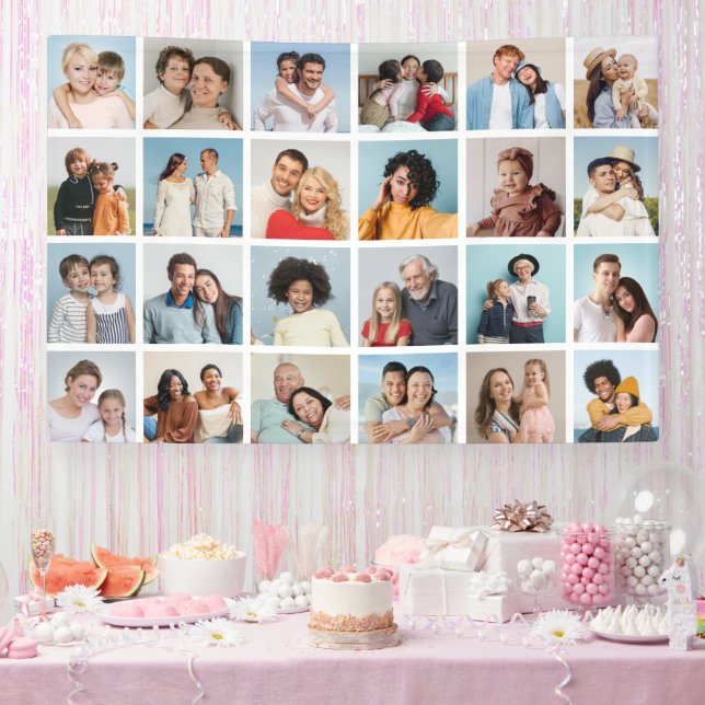 Create Your Own 24 Photo Collage Editable Colour  Banner (Party)