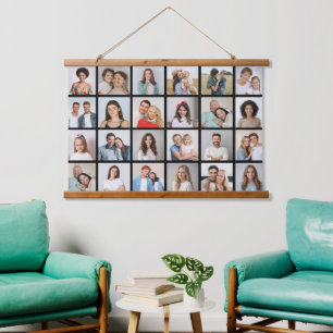 Create Your Own 24 Photo Collage Editable Colour  Hanging Tapestry