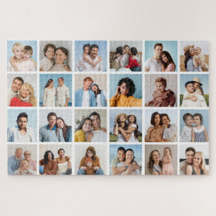 Create Your Own 24 Photo Collage Editable Colour Jigsaw Puzzle