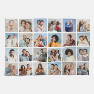 Create Your Own 24 Photo Collage Editable Colour Kitchen Towel