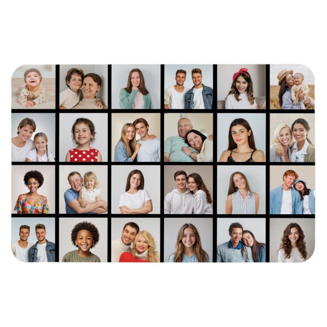 Create Your Own 24 Photo Collage Editable Colour Magnet (Horizontal)