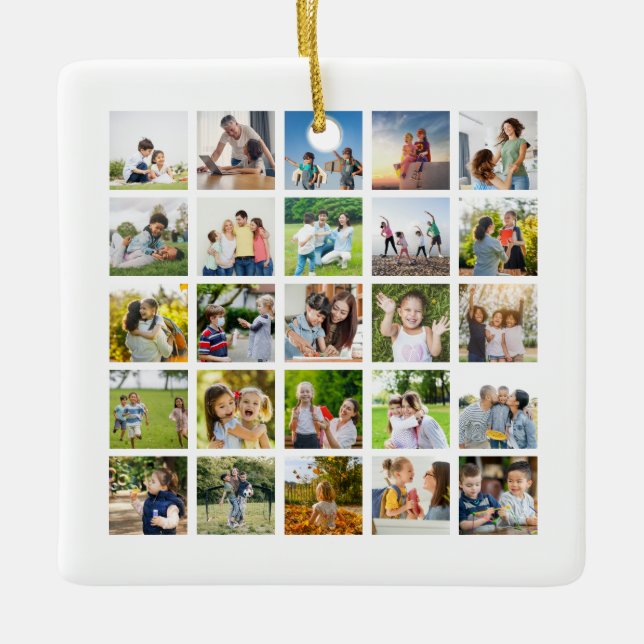 Create Your Own 25 Photo Collage Editable Ceramic Ornament (Front)