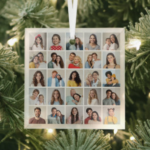 Create Your Own 25 Photo Collage Glass Ornament