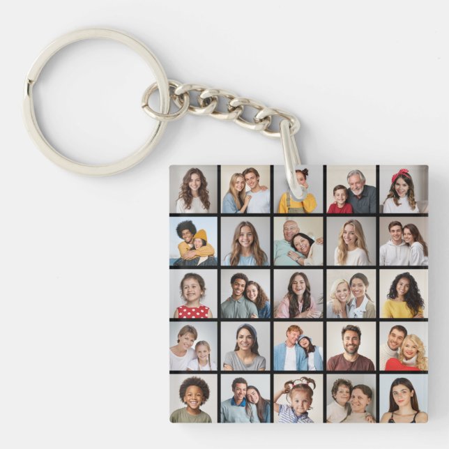 Create Your Own 25 Photo Collage Keychain (Front)