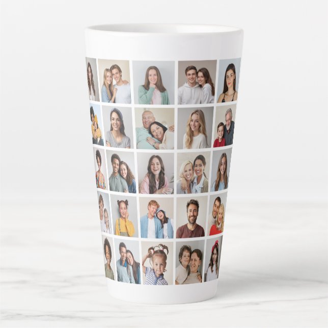 Create Your Own 25 Photo Collage Latte Mug (Front)