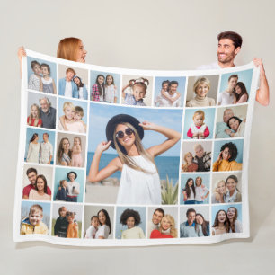 Create Your Own 27 Photo Collage Fleece Blanket