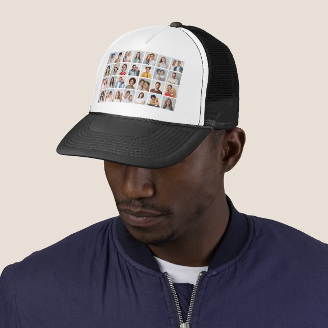 Create Your Own 28 Photo Collage Trucker Hat (In Situ)