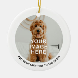 Create Your Own 2-Photo Custom Text Christmas Ceramic Ornament