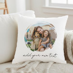 Create Your Own 2 Photo Throw Pillow<br><div class="desc">Create your own custom photo throw pillow. This cushion features two of your favorite pictures in a circle shaped watercolor brush stroke frame and personalized text for any occasion. A great gift for family and friends or your own photo memory keepsake.</div>