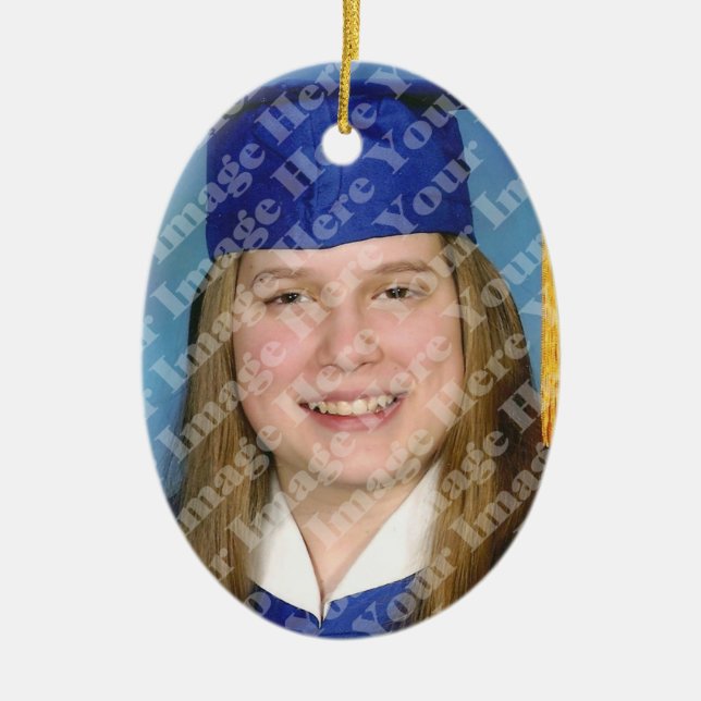 Create Your Own 2 Sided Oval Photo Keepsake Ceramic Ornament (Front)