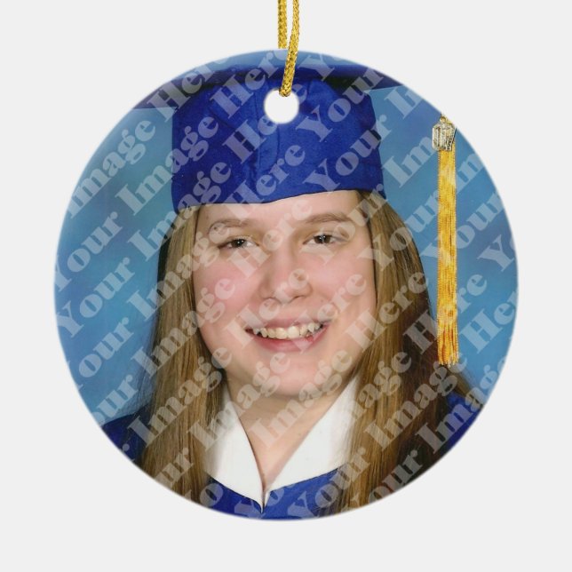 Create Your Own 2 Sided Round Photo Keepsake Ceramic Ornament (Front)